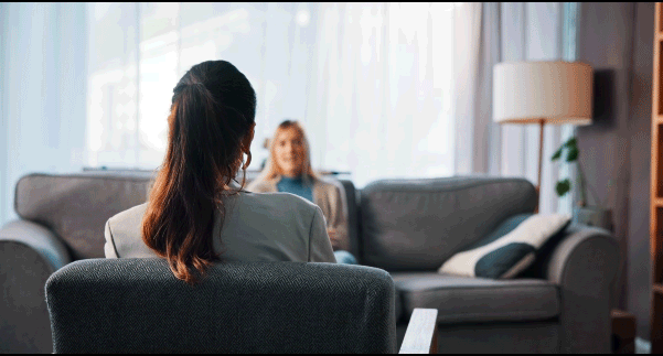Woman talking to therapist