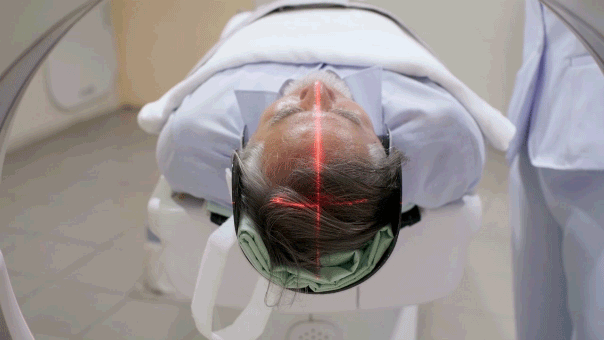 Man getting brain scan MRI cognitive health screening