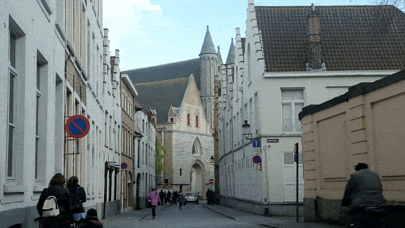 Tourists biking on the streets of Belgium.